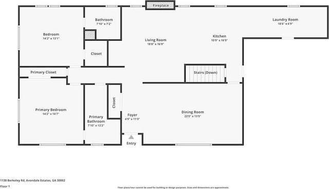 1138 Berkeley Rd, Avondale Estates, GA 30002 - floor plan / room layout