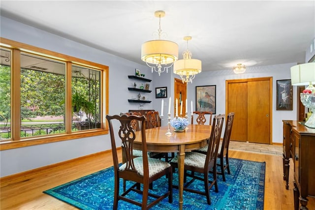 1138 Berkeley Rd, Avondale Estates, GA 30002 - dining room featuring wood finished floors, a chandelier, and baseboards