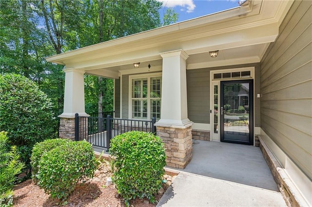 328 Shade Tree Cir, Woodstock, GA 30188 - entrance to property with covered porch and stone siding
