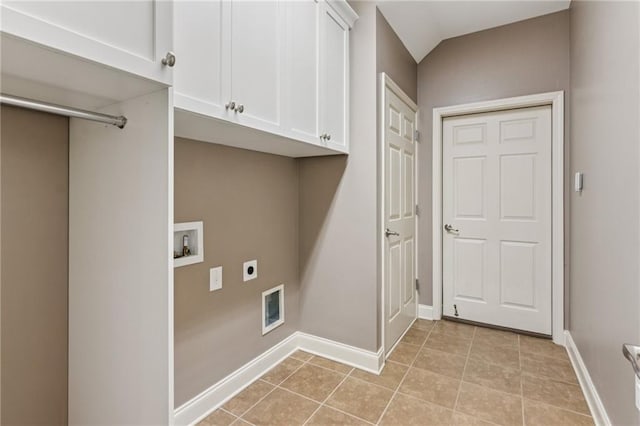328 Shade Tree Cir, Woodstock, GA 30188 - laundry area with electric dryer hookup, cabinet space, hookup for a washing machine, and light tile patterned floors