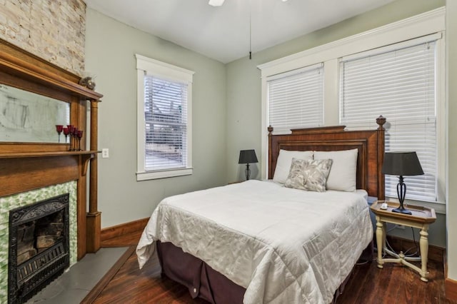 bedroom featuring dark hardwood / wood-style floors