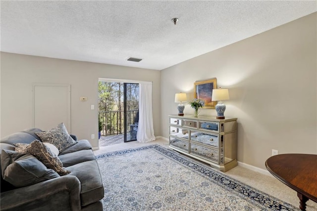 300 Johnson Ferry Rd NE Unit A313, Atlanta, GA 30328 - carpeted living room featuring baseboards and a textured ceiling