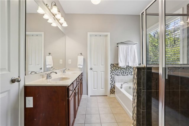 7275 Highland Blf Unit 8, Atlanta, GA 30328 - full bathroom featuring double vanity, tile patterned flooring, and a bath