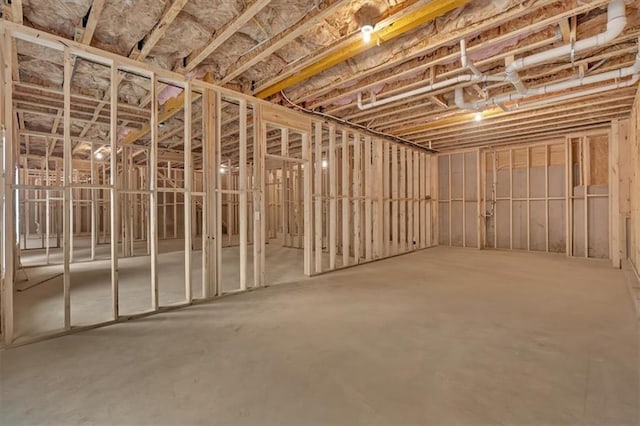 view of unfinished basement