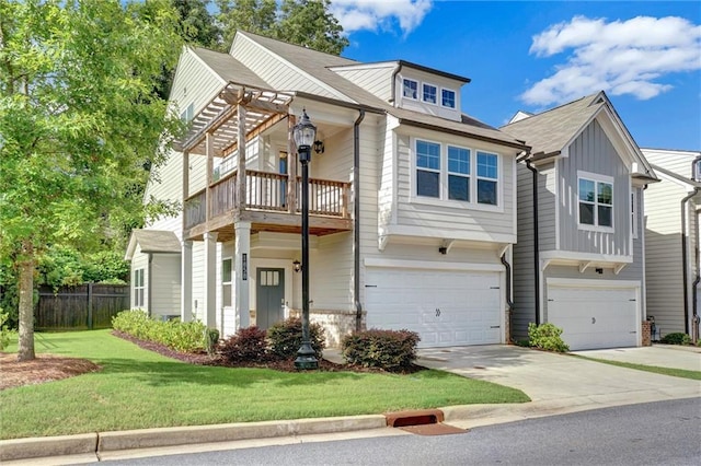 1858 Belmore St SE, Smyrna, GA 30080 - view of property featuring a balcony, an attached garage, board and batten siding, and driveway