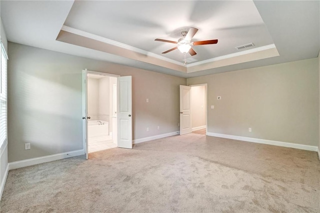 1858 Belmore St SE, Smyrna, GA 30080 - unfurnished room featuring a tray ceiling, a ceiling fan, carpet floors, and ornamental molding
