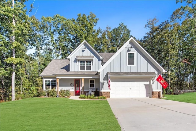 view of front of home with a front lawn and a porch