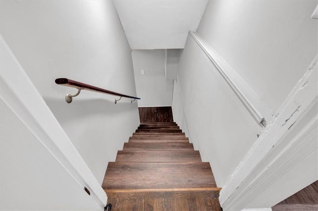 stairway with wood-type flooring