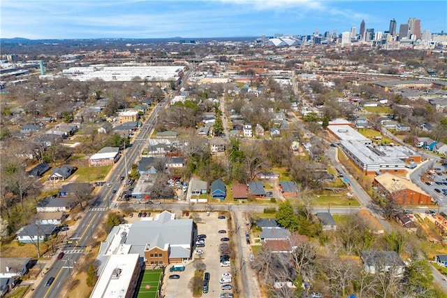 birds eye view of property featuring a city view