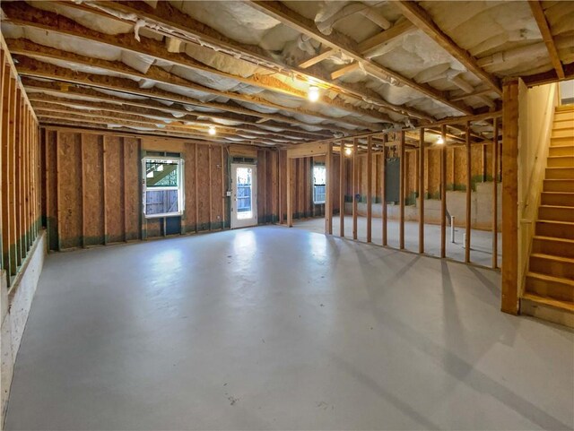 basement with stairs