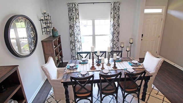 dining room with hardwood / wood-style floors and a healthy amount of sunlight