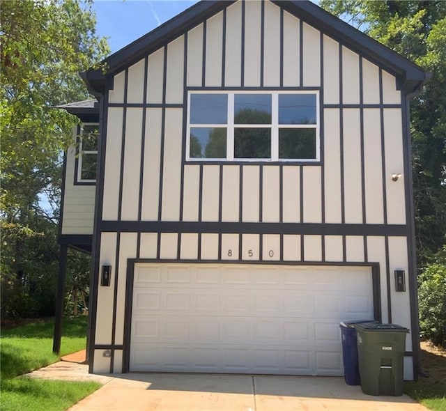 exterior space featuring a garage