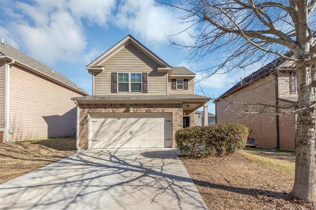 view of front of property with a garage