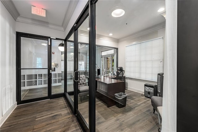 1055 Piedmont Ave NE Unit 106, Atlanta, GA 30309 - home office with french doors, crown molding, and wood finished floors