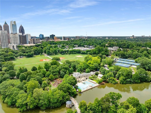 1055 Piedmont Ave NE Unit 106, Atlanta, GA 30309 - drone / aerial view of city skyline and a large body of water
