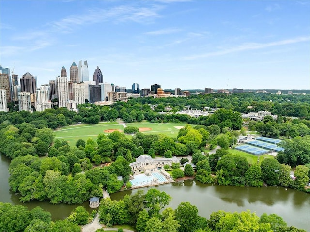 1055 Piedmont Ave NE Unit 106, Atlanta, GA 30309 - drone / aerial view of a tree filled landscape and city skyline