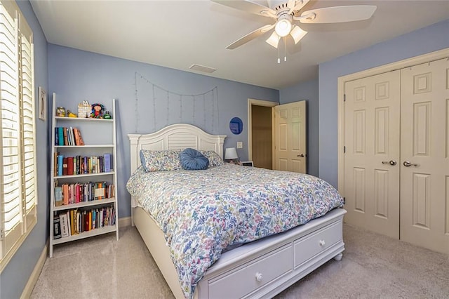 20 Jasmine Ct, Newnan, GA 30265 - bedroom with carpet, a closet, and ceiling fan