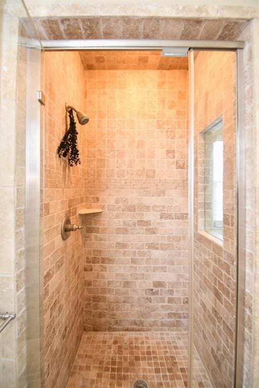 bathroom with a shower stall