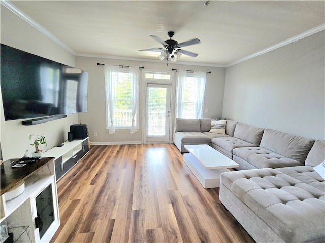 1975 Nocturne Dr Unit 2206, Alpharetta, GA 30009 - living room with wood finished floors, a ceiling fan, and ornamental molding