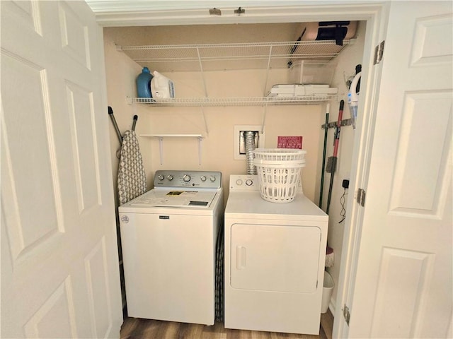 1975 Nocturne Dr Unit 2206, Alpharetta, GA 30009 - washroom featuring washer and clothes dryer and dark wood-style flooring