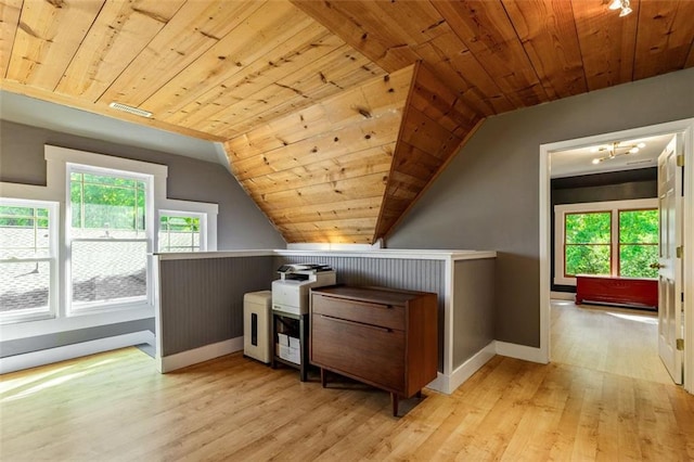 891 Paoli Ave SE, Atlanta, GA 30316 - additional living space with wood ceiling, light wood-style floors, baseboards, and vaulted ceiling