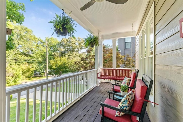 891 Paoli Ave SE, Atlanta, GA 30316 - wooden porch with ceiling fan