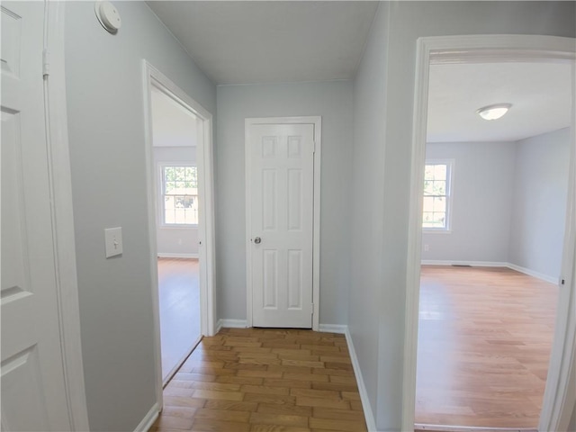 hall featuring light hardwood / wood-style flooring