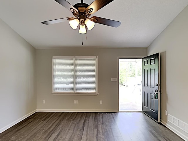 365 Wesley Mill Pl, Villa Rica, GA 30180 - entrance foyer featuring dark wood-style flooring and ceiling fan