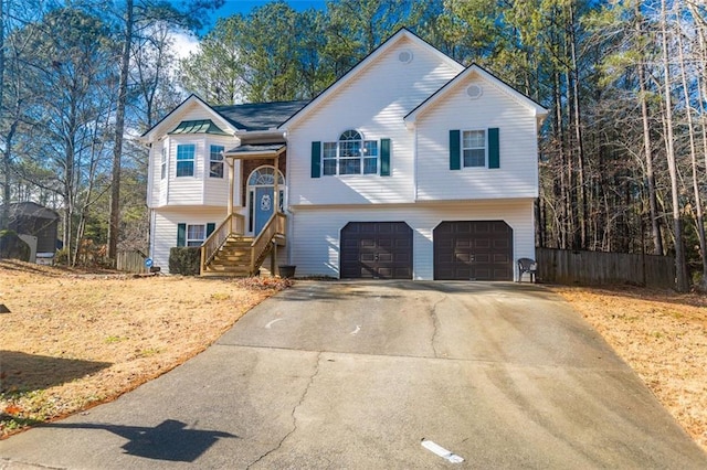 raised ranch with a garage