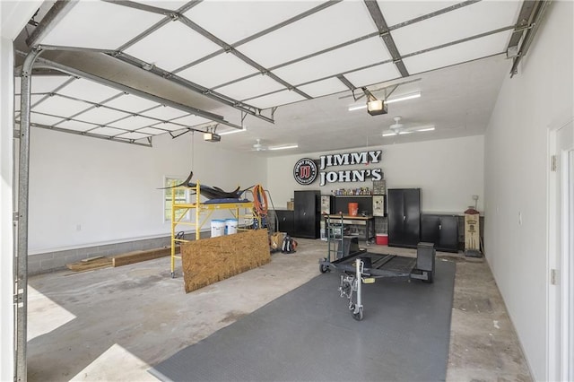 garage with a garage door opener