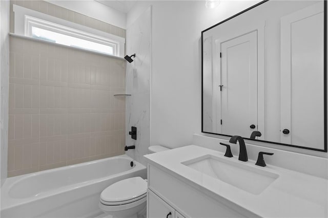 6120 Hutchins Dr, Buford, GA 30518 - bathroom featuring vanity, toilet, and tub / shower combination
