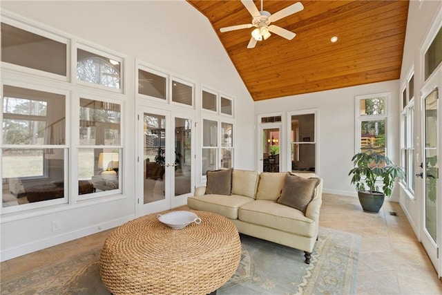 sunroom with french doors and visible vents