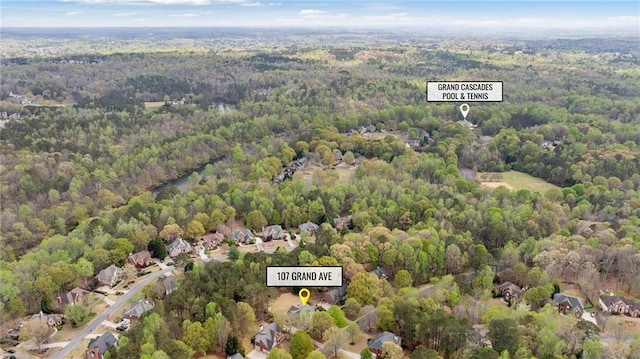 bird's eye view with a forest view