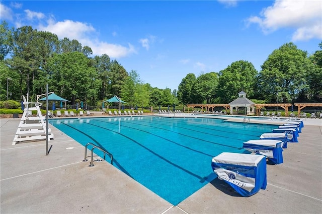 pool with a gazebo