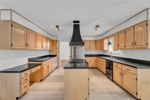 kitchen with a center island, sink, light wood-type flooring, and stainless steel appliances