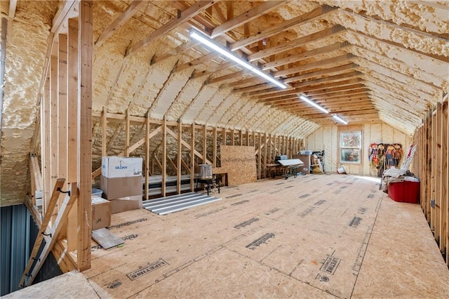 view of unfinished attic