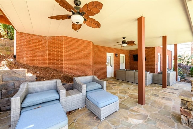 1105 River Laurel Dr, Suwanee, GA 30024 - view of patio / terrace with outdoor lounge area and a ceiling fan