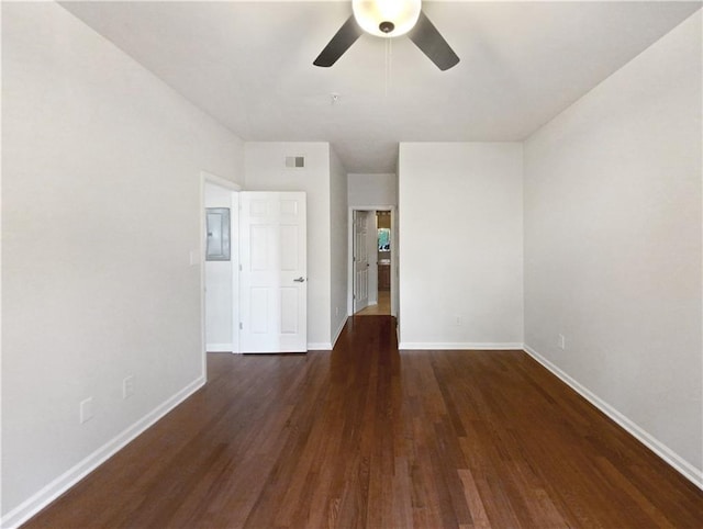 200 Renaissance Pkwy NE Unit 302, Atlanta, GA 30308 - spare room with wood finished floors, visible vents, baseboards, electric panel, and ceiling fan