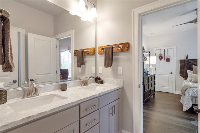 bathroom featuring vanity and wood-type flooring