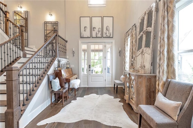 foyer entrance with dark hardwood / wood-style floors