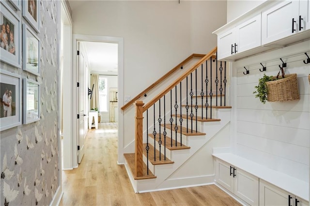 mudroom featuring light wood-type flooring