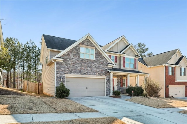 craftsman-style home featuring a garage