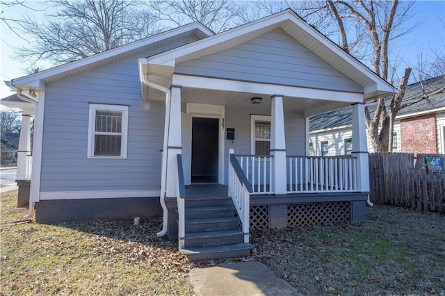 bungalow-style house with covered porch