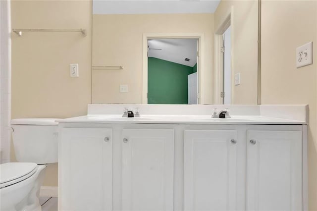 3443 Lathenview Ct, Alpharetta, GA 30004 - bathroom with double vanity and lofted ceiling