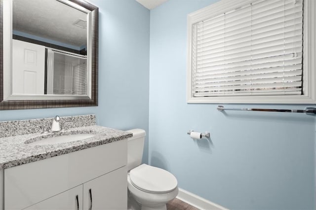 bathroom with toilet and vanity