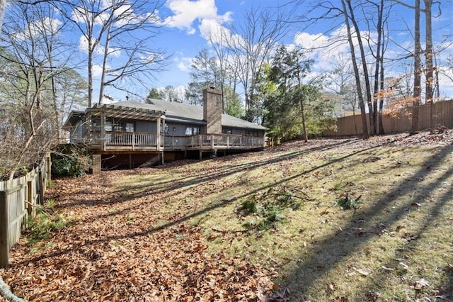 view of yard featuring a deck