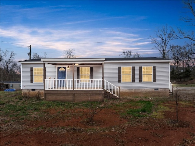 view of front facade featuring covered porch