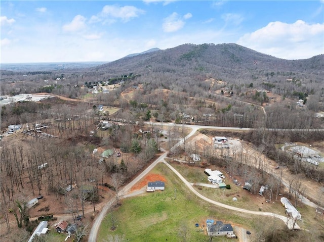 birds eye view of property with a mountain view and a rural view