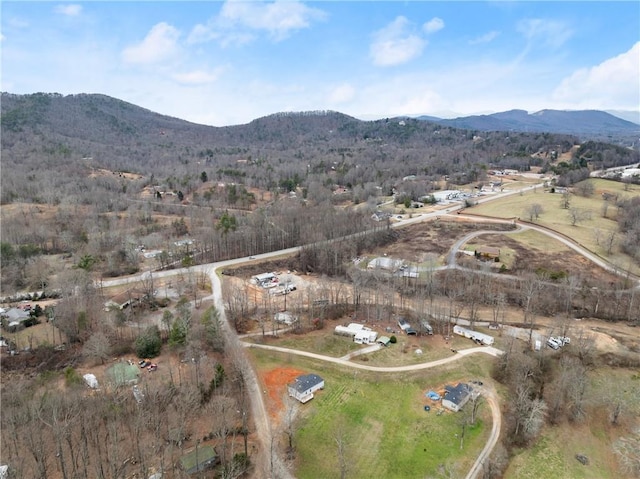 bird's eye view with a mountain view