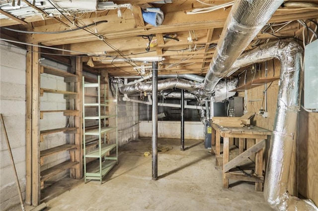 view of unfinished basement